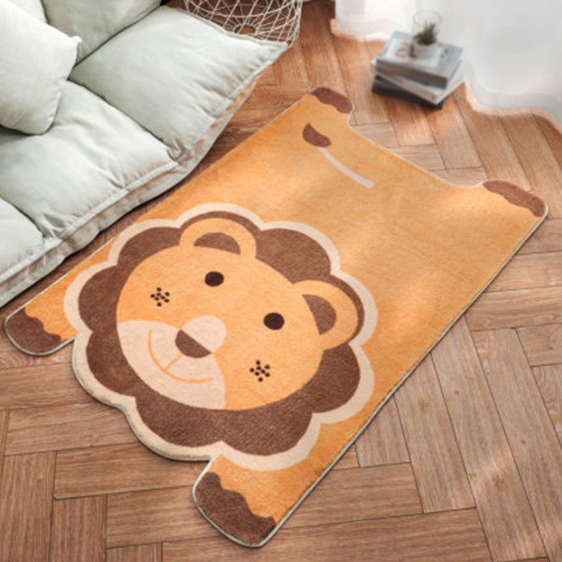 Brehn | Uniek Kinderen Onregelmatig Tapijt in Wit en Roze Dieren Leeuw Panda Patroon Tapijt Polyester Antislip Vloerkleed voor Kinderen Kamer
