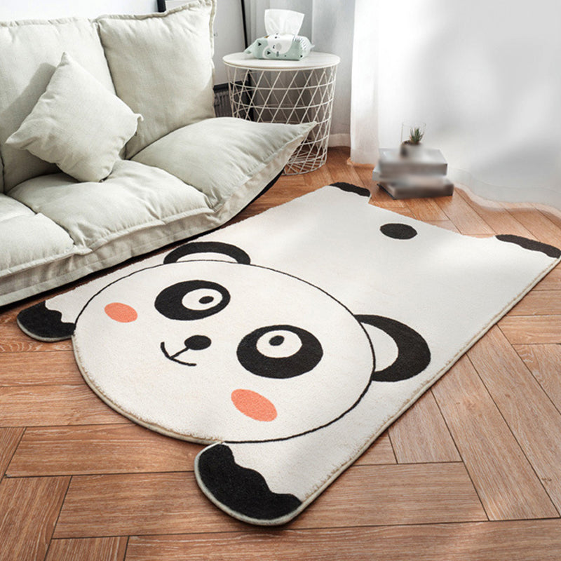 Brehn | Uniek Kinderen Onregelmatig Tapijt in Wit en Roze Dieren Leeuw Panda Patroon Tapijt Polyester Antislip Vloerkleed voor Kinderen Kamer