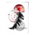 Abstraktes Blatt in Schwarz und Rot mit geometrischen Formen – Wandbild