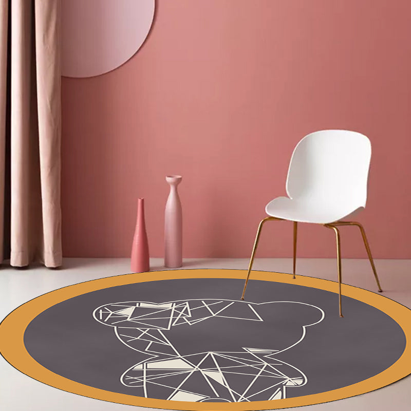 Brehn | Niedlicher Kinderteppich in Grau und Braun Tier Bär Geometrie Muster Teppich Polyester Fleckenresistenter Teppich für das Kinderzimmer