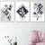 BOTANISCH Set aus 3 abstrakten geometrischen Blumendrucken in Marineblau und Rosa