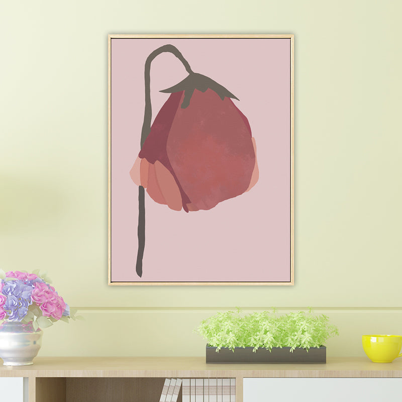 Brehn | Nordic Blossom Wandkunst Leinwand Texturiertes rotes Gemälde für das Wohnzimmer (Mehrere Größenoptionen)