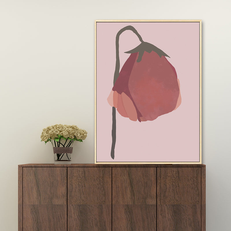Brehn | Nordic Blossom Wandkunst Leinwand Texturiertes rotes Gemälde für das Wohnzimmer (Mehrere Größenoptionen)