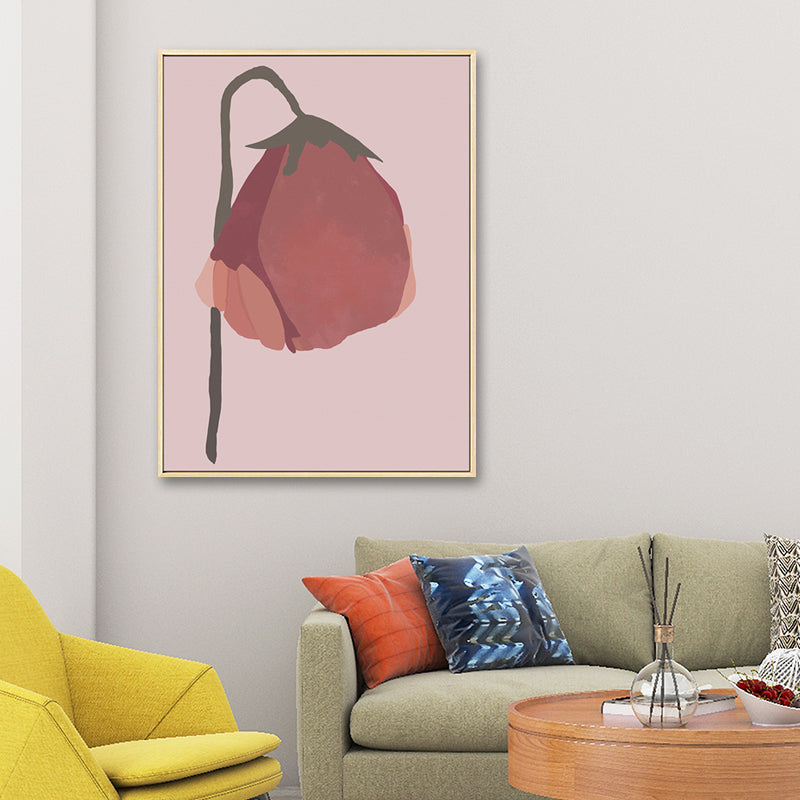 Brehn | Nordic Blossom Wandkunst Leinwand Texturiertes rotes Gemälde für das Wohnzimmer (Mehrere Größenoptionen)