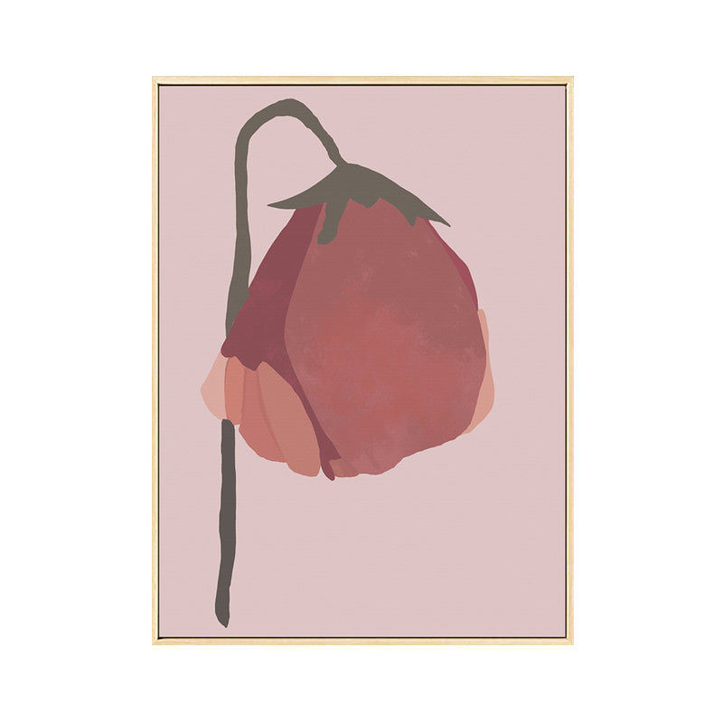 Brehn | Nordic Blossom Wandkunst Leinwand Texturiertes rotes Gemälde für das Wohnzimmer (Mehrere Größenoptionen)