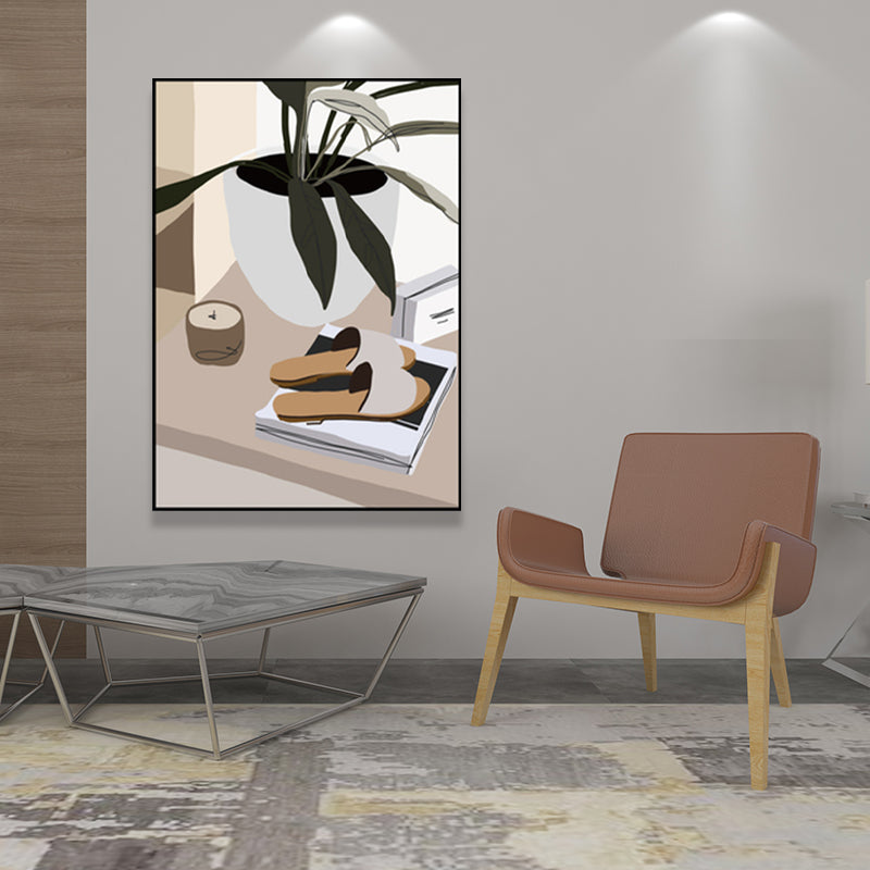 Brehn | Pflanze in einem Topf Malerei Texturierte Skandinavische Wohnzimmer Wandkunst Dekor, Mehrere Größen