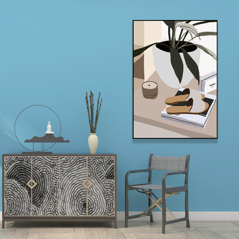 Brehn | Pflanze in einem Topf Malerei Texturierte Skandinavische Wohnzimmer Wandkunst Dekor, Mehrere Größen