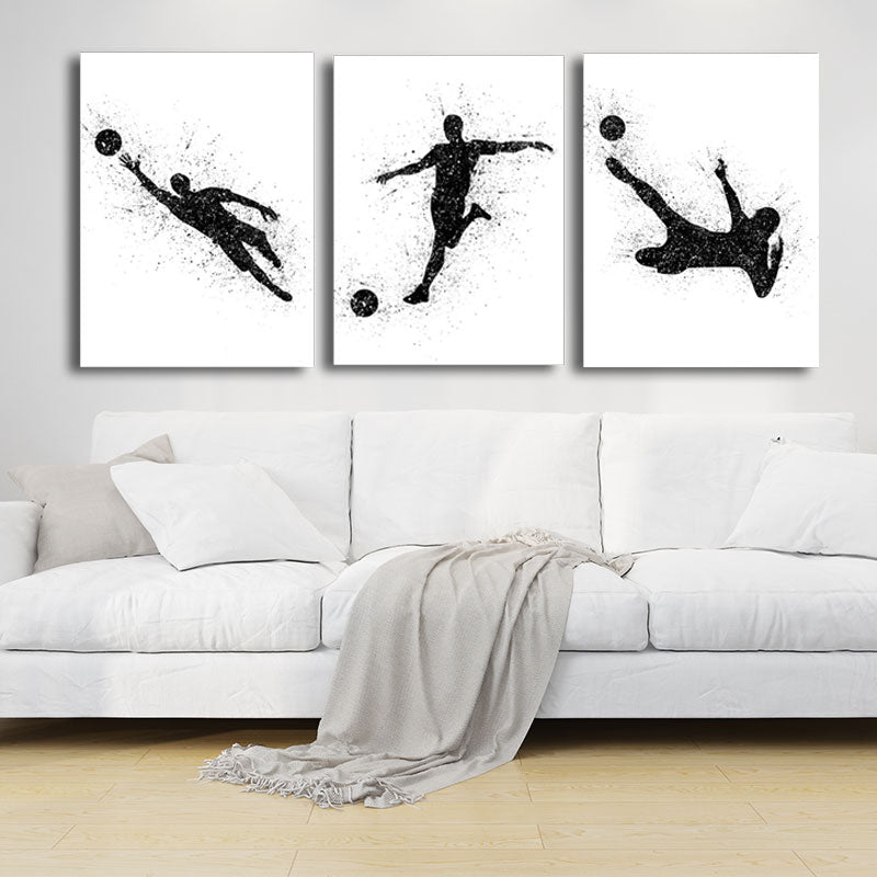 Brehn | Sport Fußball Leinwanddruck Einfachheit Texturiertes Wandkunst Decor in Schwarz auf Weiß