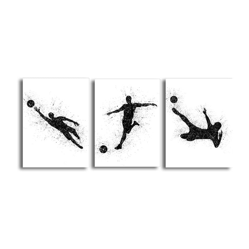 Brehn | Sport Fußball Leinwanddruck Einfachheit Texturiertes Wandkunst Decor in Schwarz auf Weiß