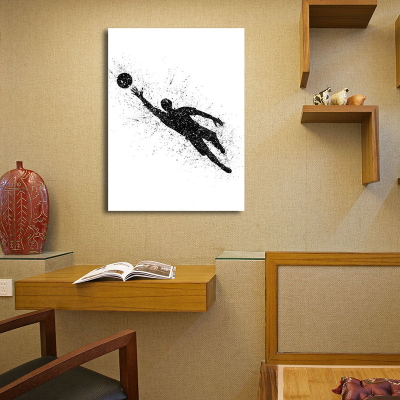 Brehn | Sport Fußball Leinwanddruck Einfachheit Texturiertes Wandkunst Decor in Schwarz auf Weiß