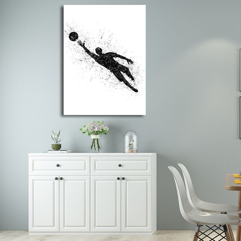 Brehn | Sport Fußball Leinwanddruck Einfachheit Texturiertes Wandkunst Decor in Schwarz auf Weiß
