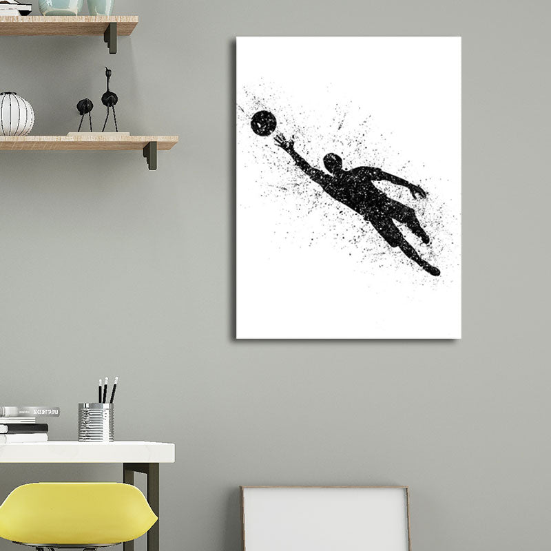 Brehn | Sport Fußball Leinwanddruck Einfachheit Texturiertes Wandkunst Decor in Schwarz auf Weiß