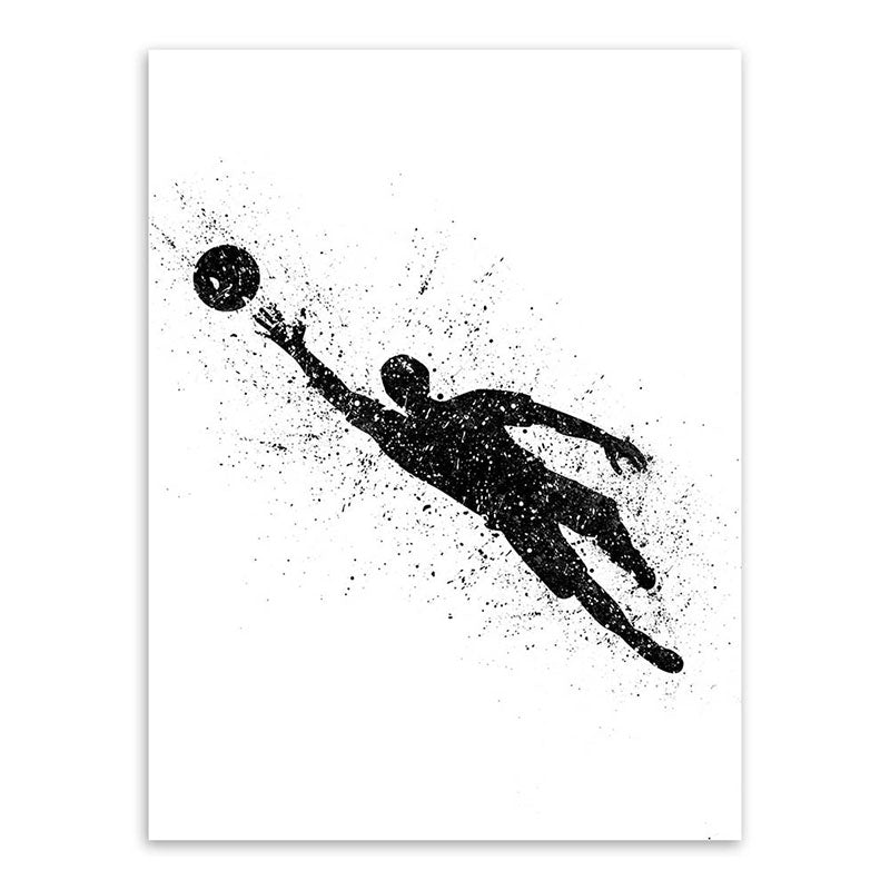 Brehn | Sport Fußball Leinwanddruck Einfachheit Texturiertes Wandkunst Decor in Schwarz auf Weiß