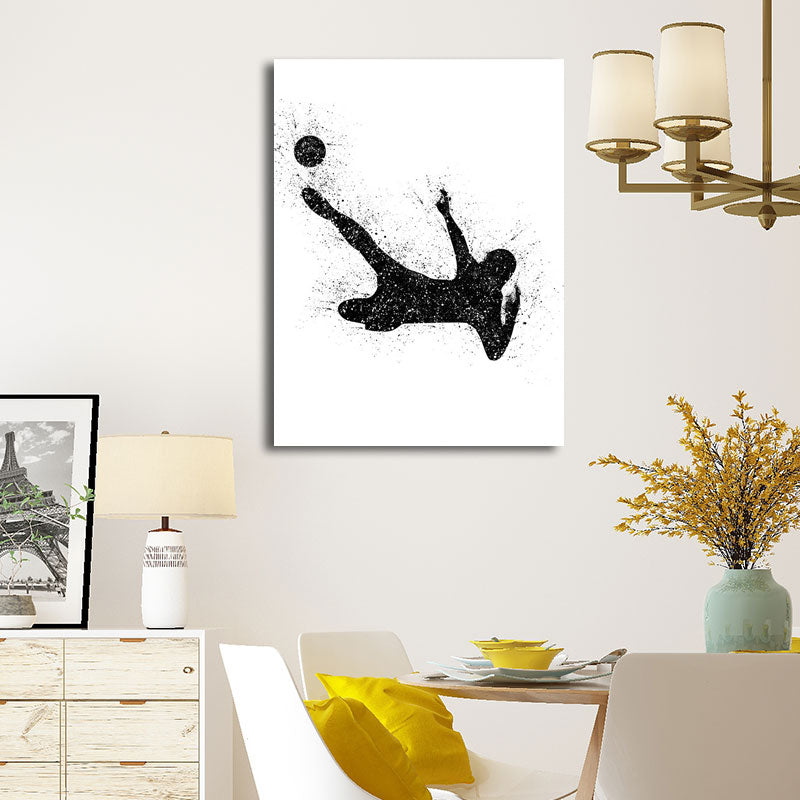 Brehn | Sport Fußball Leinwanddruck Einfachheit Texturiertes Wandkunst Decor in Schwarz auf Weiß
