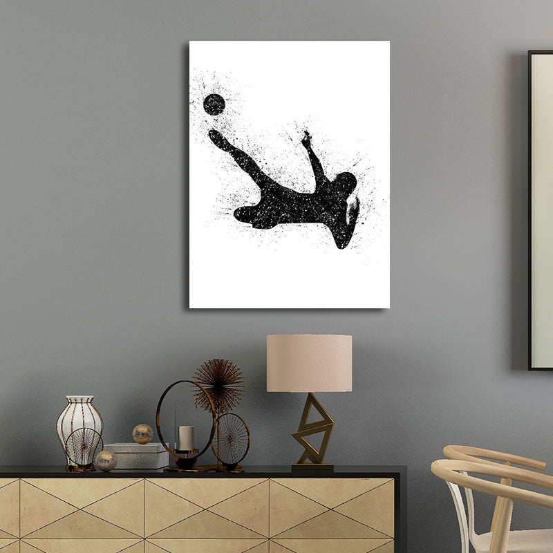 Brehn | Sport Fußball Leinwanddruck Einfachheit Texturiertes Wandkunst Decor in Schwarz auf Weiß