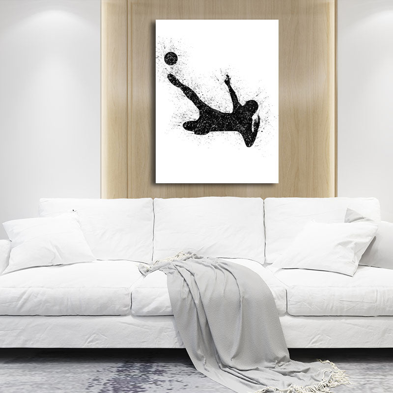 Brehn | Sport Fußball Leinwanddruck Einfachheit Texturiertes Wandkunst Decor in Schwarz auf Weiß