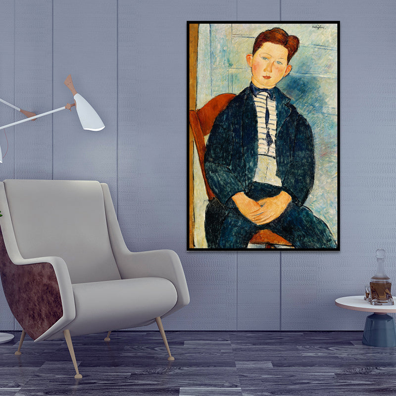 Brehn | Ölmalerei Porträt Leinwand Texturiert Traditionelle Wohnzimmer Wandkunst in Dunkler Farbe