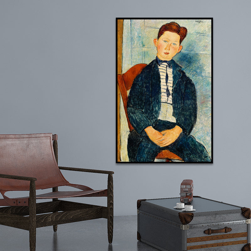 Brehn | Ölmalerei Porträt Leinwand Texturiert Traditionelle Wohnzimmer Wandkunst in Dunkler Farbe