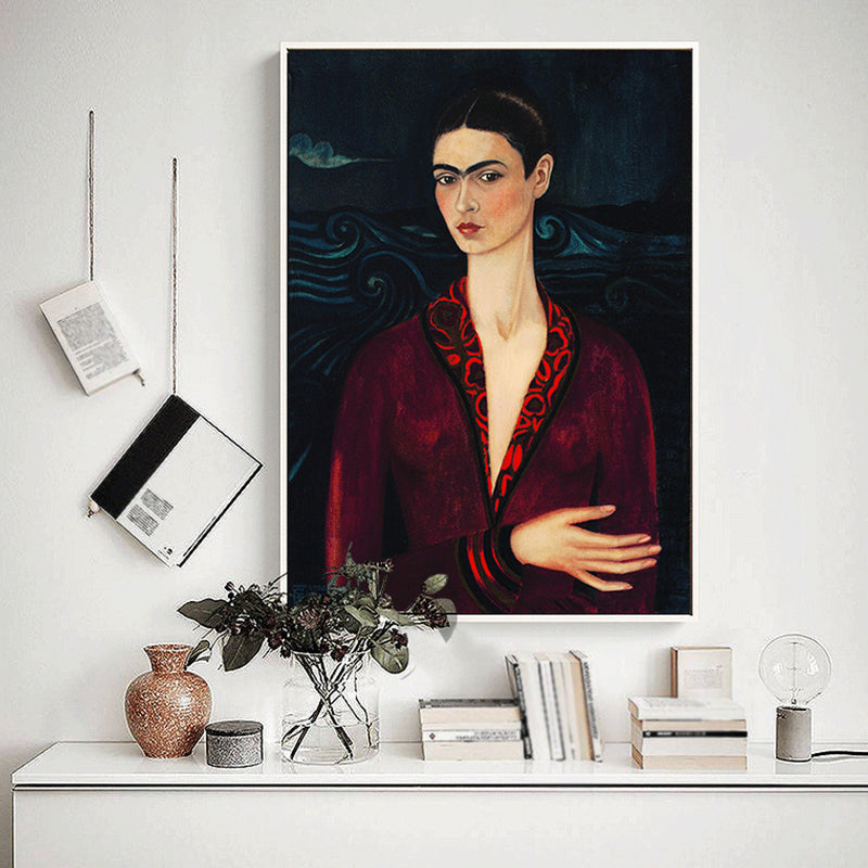 Brehn | Elegantes Modell Porträt Gemälde für das Mädchenzimmer Figur Leinwand Wandkunst in Lila