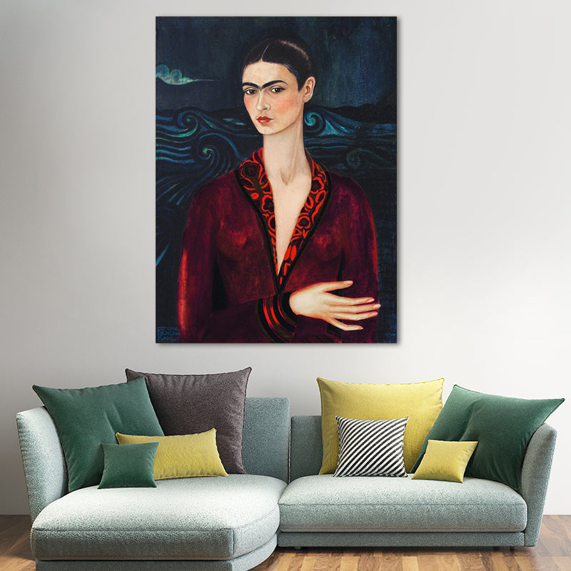 Brehn | Elegantes Modell Porträt Gemälde für das Mädchenzimmer Figur Leinwand Wandkunst in Lila