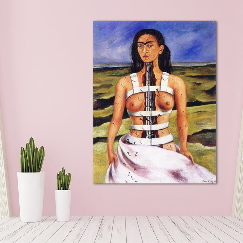 Brehn | Elegantes Modell Porträt Gemälde für das Mädchenzimmer Figur Leinwand Wandkunst in Lila