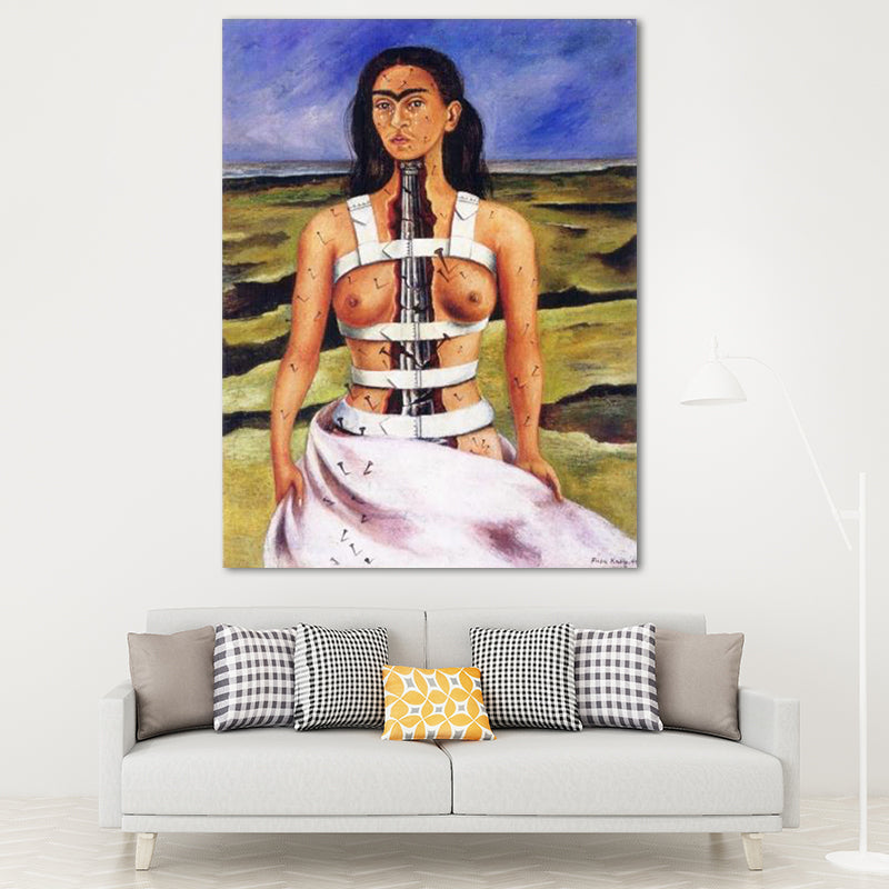 Brehn | Elegantes Modell Porträt Gemälde für das Mädchenzimmer Figur Leinwand Wandkunst in Lila