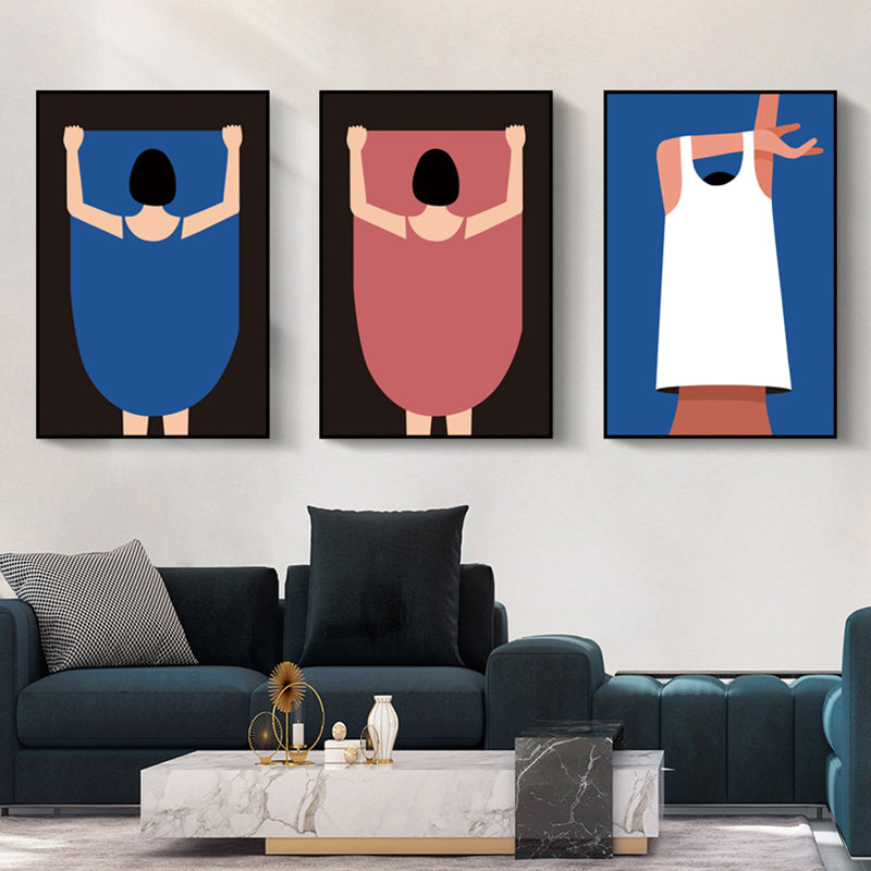 Brehn | Undressed People Leinwand Wandkunst Pastellfarbe Skandinavisches Gemälde für das Wohnzimmer