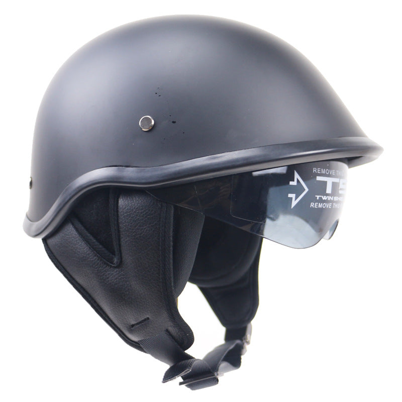Klassischer Halbschalen-Motorradhelm mit Visier Brehn
