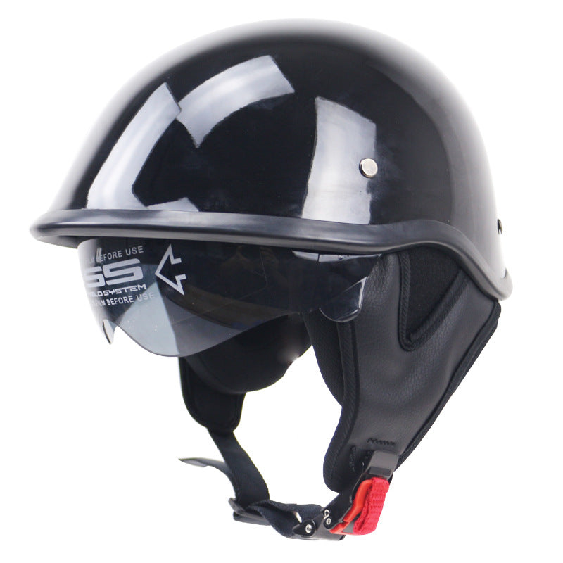 Klassischer Halbschalen-Motorradhelm mit Visier Brehn