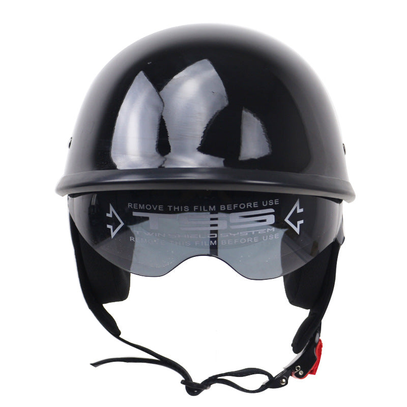 Klassischer Halbschalen-Motorradhelm mit Visier Brehn