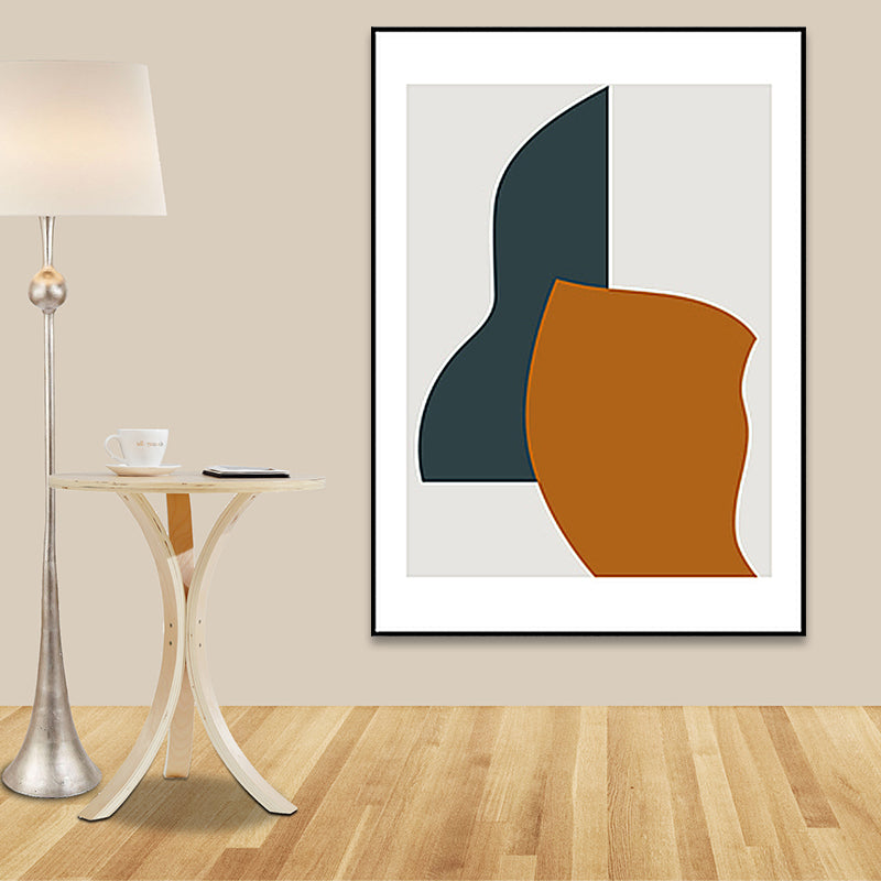 Brehn | Nordische abstrakte Muster Wandkunst Leinwand strukturiertes orangefarbenes Gemälde für das Wohnzimmer