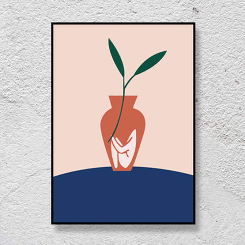 Brehn | Pflanze in der Vase Leinwand Blau Skandinavische Wandkunst für das Wohnzimmer, Mehrere Größen verfügbar