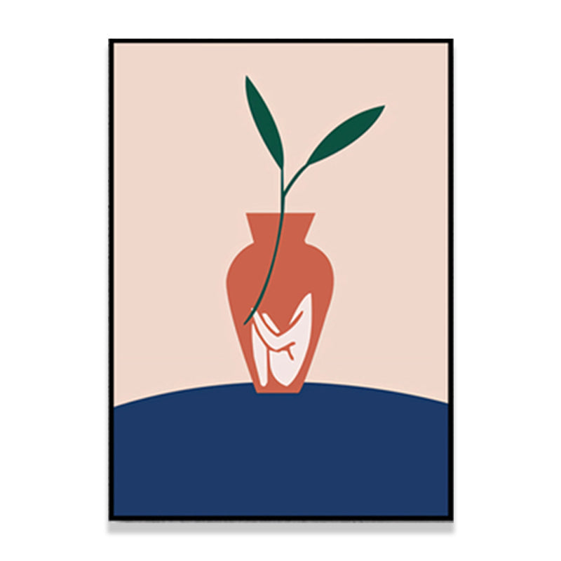 Brehn | Pflanze in der Vase Leinwand Blau Skandinavische Wandkunst für das Wohnzimmer, Mehrere Größen verfügbar