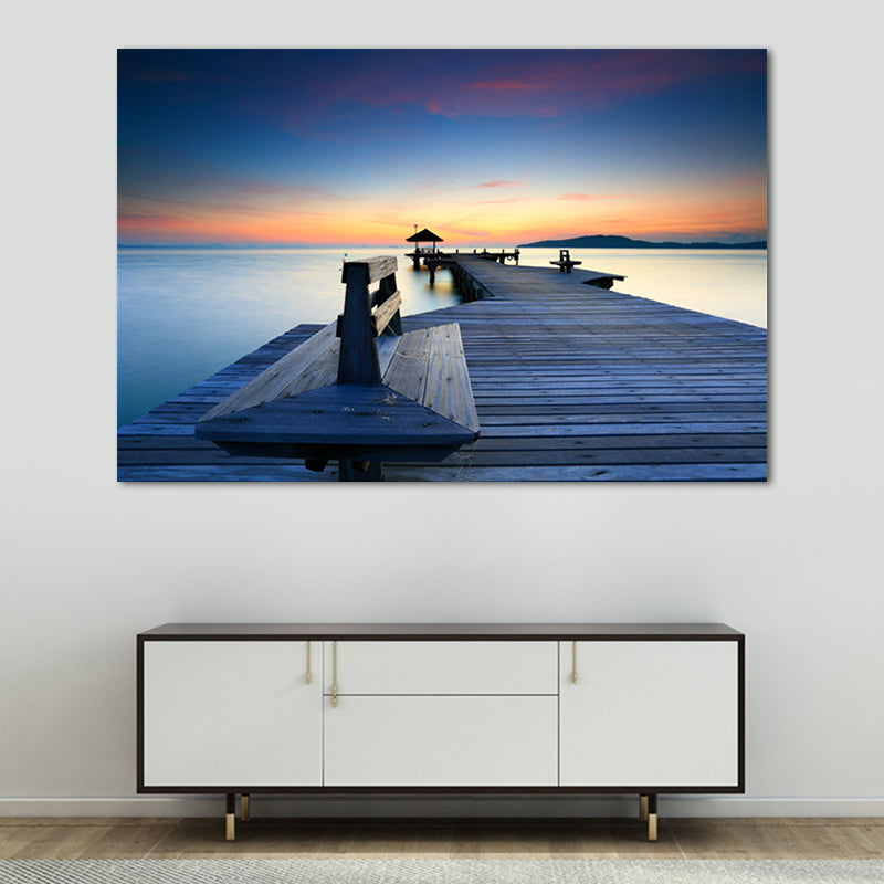 Brehn | Sea Bridge Leinwanddruck Tropische schöne Meereslandschaft Wandkunst in Pastellfarbe