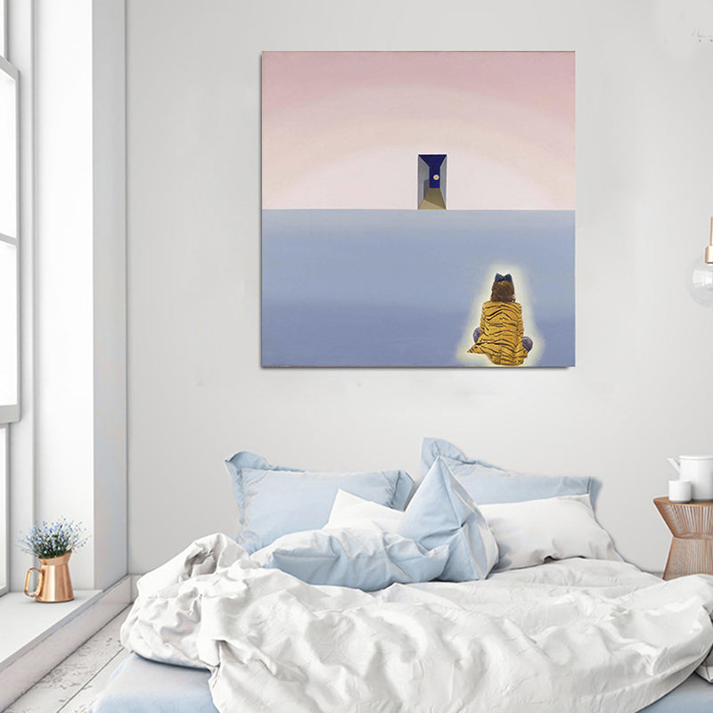 Brehn | Frau, die auf dem Boden sitzt, Leinwand, Wohnzimmer, Wandkunst, Druck, pink, strukturiert für Schlafzimmer