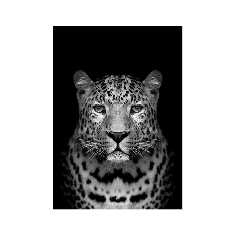 Brehn | Leopard Wanddekoration Zeitgenössische Leinwand Wandkunst in dunkler Farbe für das Wohnzimmer