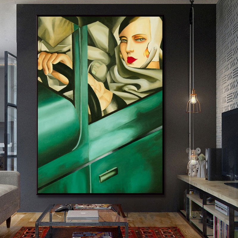 Brehn | Texturierte Fahrende Maid Malerei Leinwand Vintage Stil Wandkunst Dekor für Badezimmer