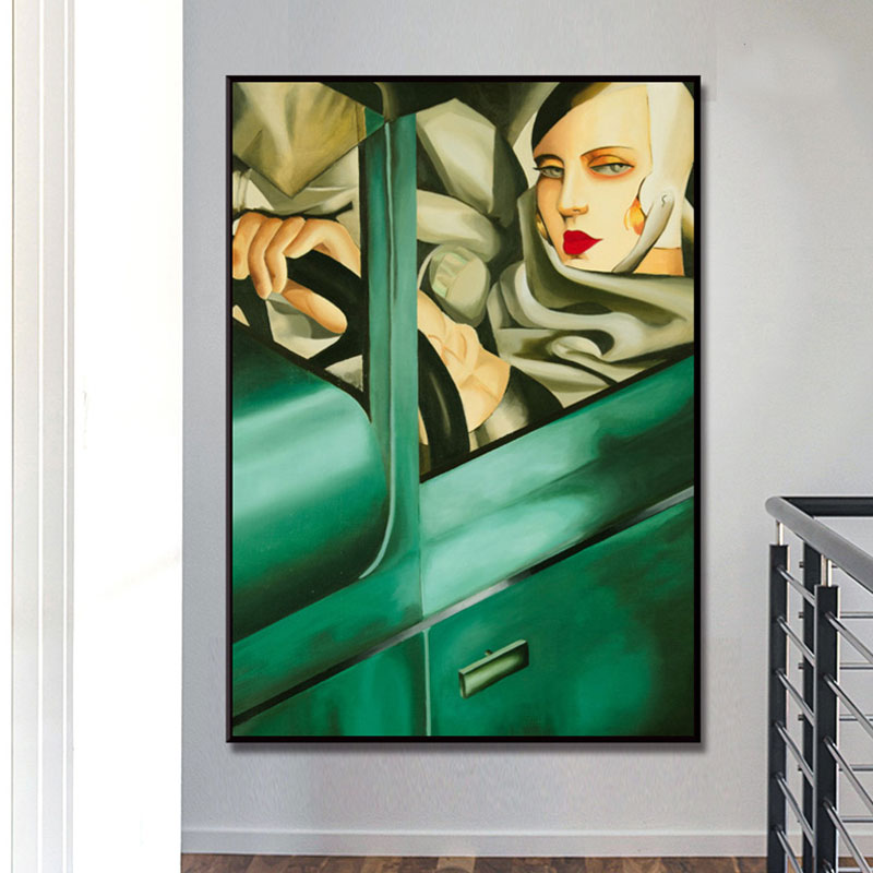 Brehn | Texturierte Fahrende Maid Malerei Leinwand Vintage Stil Wandkunst Dekor für Badezimmer