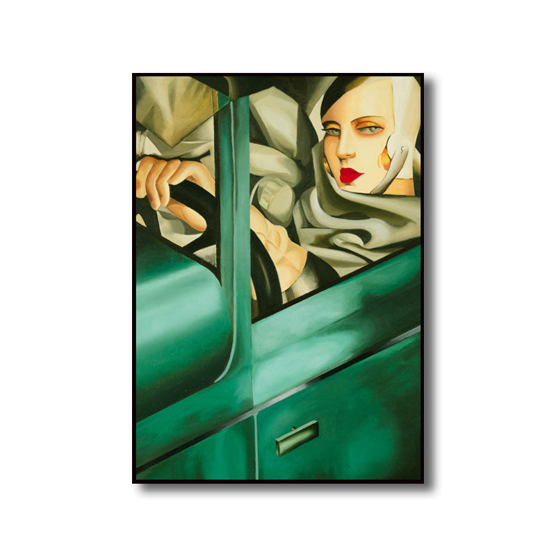 Brehn | Texturierte Fahrende Maid Malerei Leinwand Vintage Stil Wandkunst Dekor für Badezimmer