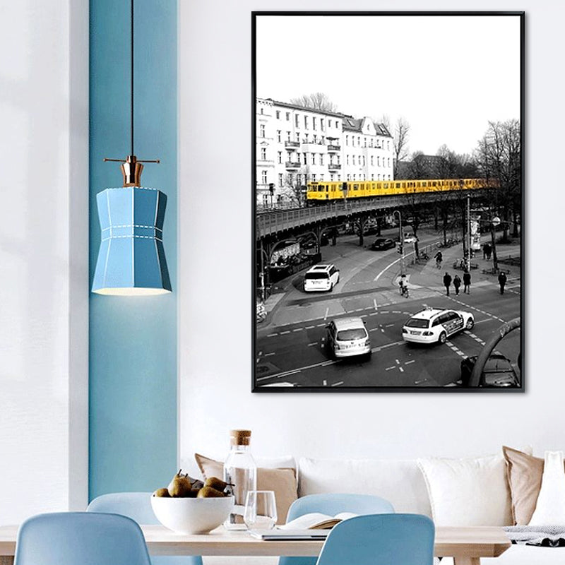 Brehn | Graues Stadtverkehrs-Canvas-Druck Dekorative Wandkunst Deko für das Wohnzimmer, mehrere Größen