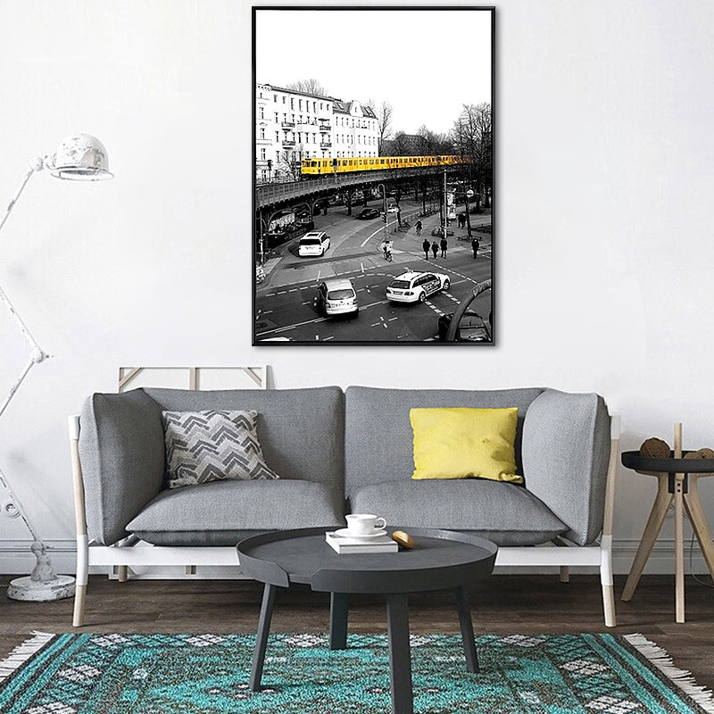 Brehn | Graues Stadtverkehrs-Canvas-Druck Dekorative Wandkunst Deko für das Wohnzimmer, mehrere Größen