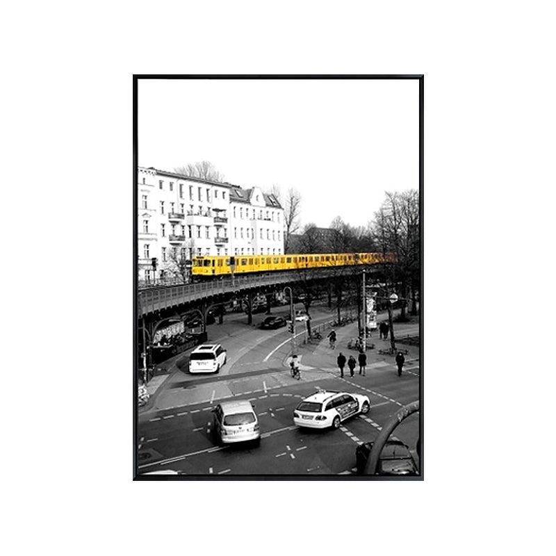 Brehn | Graues Stadtverkehrs-Canvas-Druck Dekorative Wandkunst Deko für das Wohnzimmer, mehrere Größen