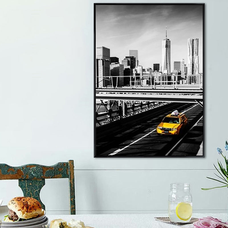 Brehn | Graues Stadtverkehrs-Canvas-Druck Dekorative Wandkunst Deko für das Wohnzimmer, mehrere Größen