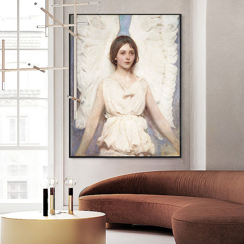 Brehn | World Culture Winged Maiden Leinwand Spielzimmer Wandkunst Druck in Weiß, mehrere Größen
