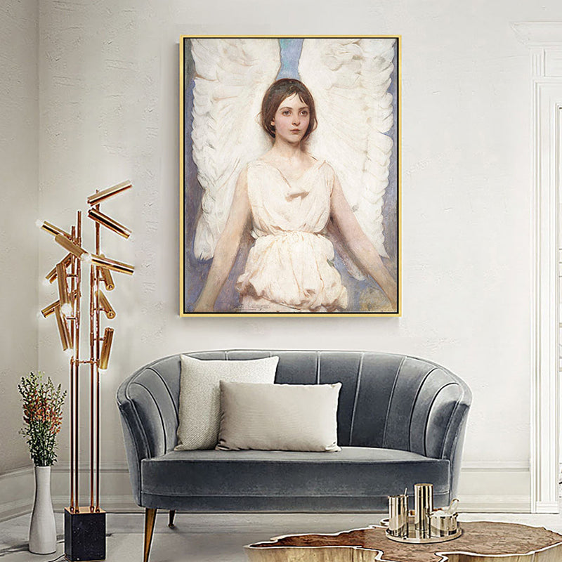 Brehn | World Culture Winged Maiden Leinwand Spielzimmer Wandkunst Druck in Weiß, mehrere Größen