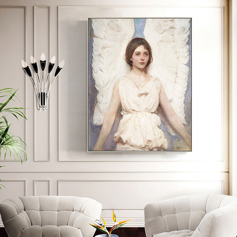 Brehn | World Culture Winged Maiden Leinwand Spielzimmer Wandkunst Druck in Weiß, mehrere Größen