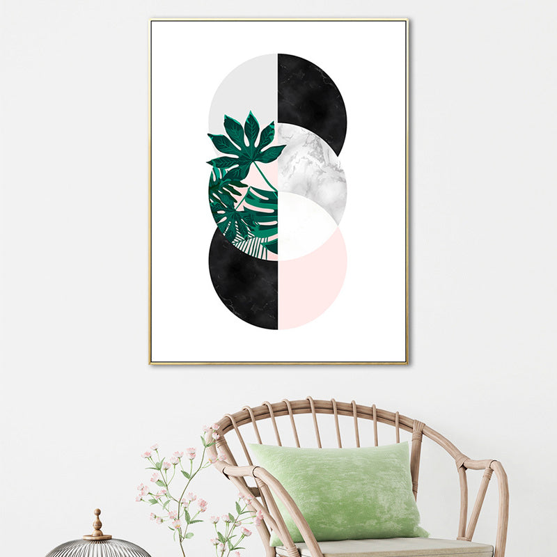 Brehn | Nordic Botany und Globe Painting Weiße Umwickelte Leinwand für das Wohnzimmer, in mehreren Größen erhältlich
