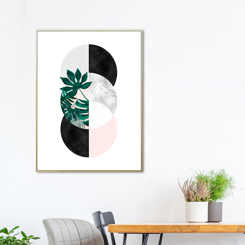 Brehn | Nordic Botany und Globe Painting Weiße Umwickelte Leinwand für das Wohnzimmer, in mehreren Größen erhältlich