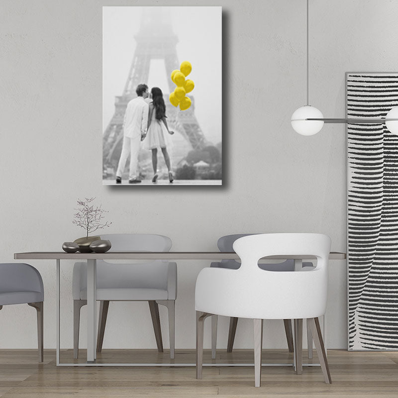 Brehn | Koppels met Ballon Canvas Prints Geel Hedendaagse Wanddecoratie voor Grote Kamer