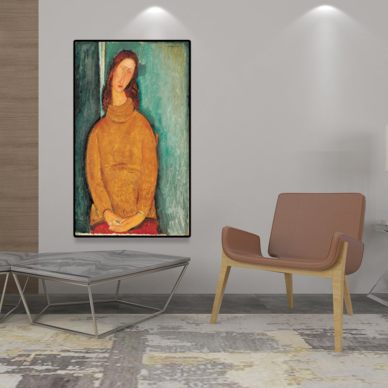 Brehn | Texturiertes Modigliani-Frauen-Porträt Kunstdruck Leinwand Vintage Gemälde für das Mädchenzimmer